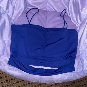 Royal blue crop top with cut out